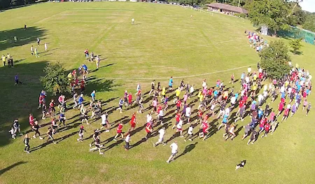 An aerial shot of a crowd taking part in the Park Run in Ipswich