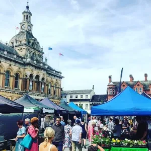 View of Artisan & Producers Market on Ipswich Cornhill.
