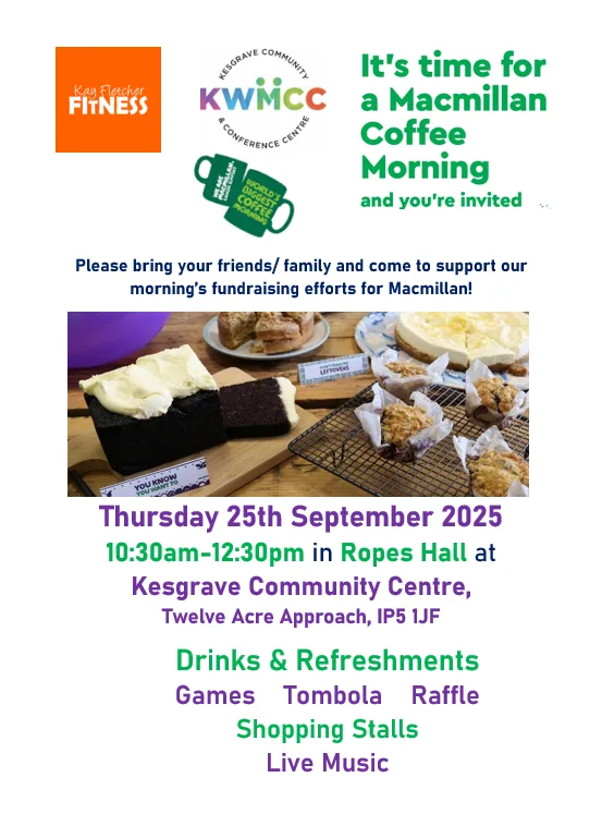Macmillan Coffee Morning at KWMCC - Ipswich.love