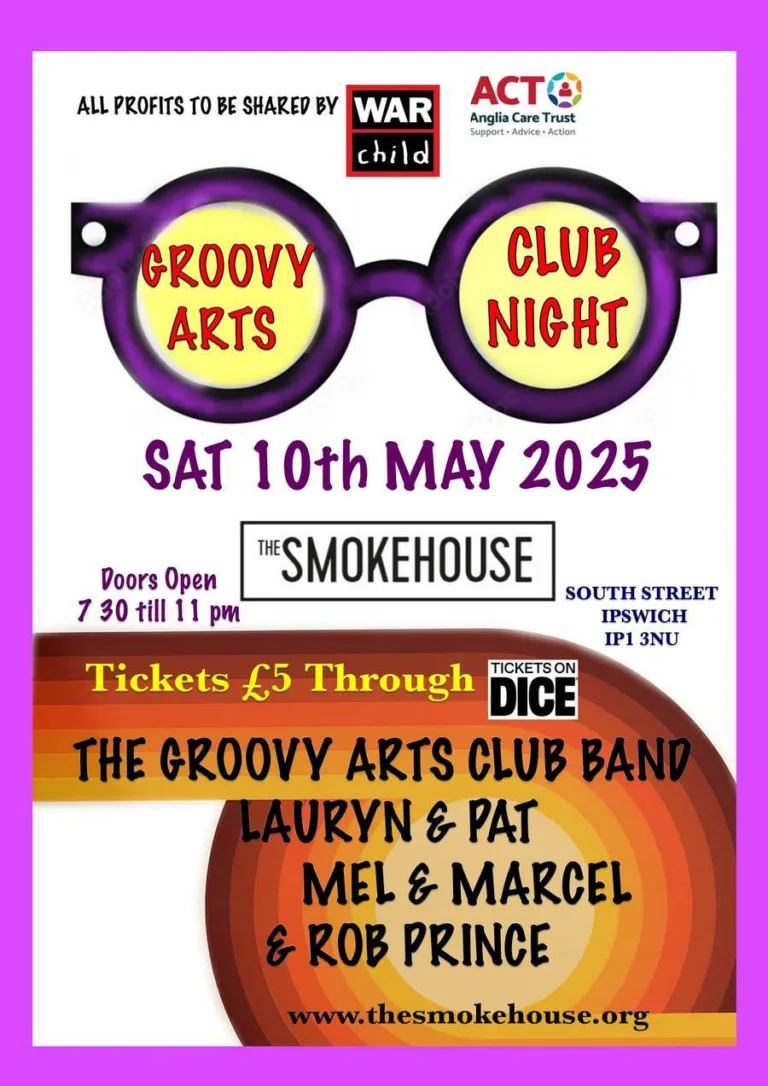 Groovy Arts Club Night For Charity (War Child & Anglia Care Trust) - Ipswich.love
