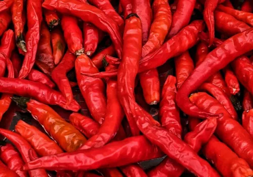 red chili peppers on white ceramic plate